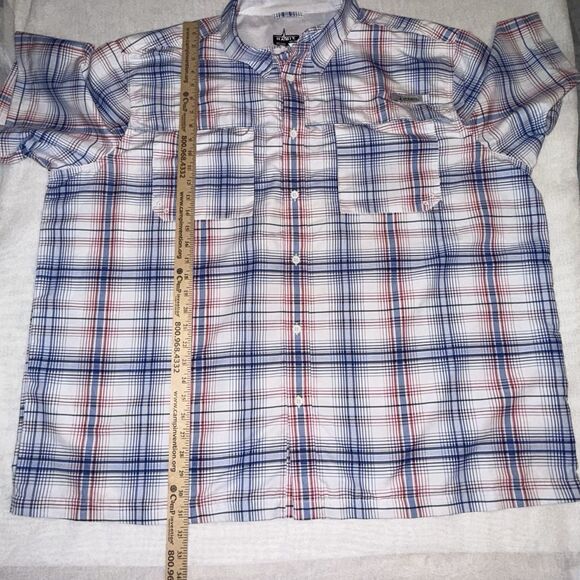 Habit Shirt Fishing Button Up Vented White w/ Red Blue Check UPF40 3XL Outdoors - Picture 6 of 7